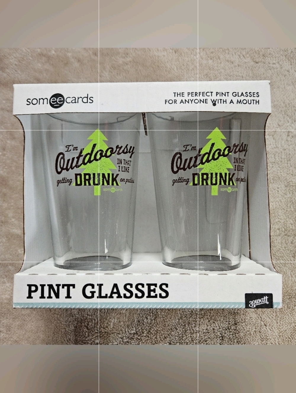 Someecards Outdoorsy Pint Glasses - NWT